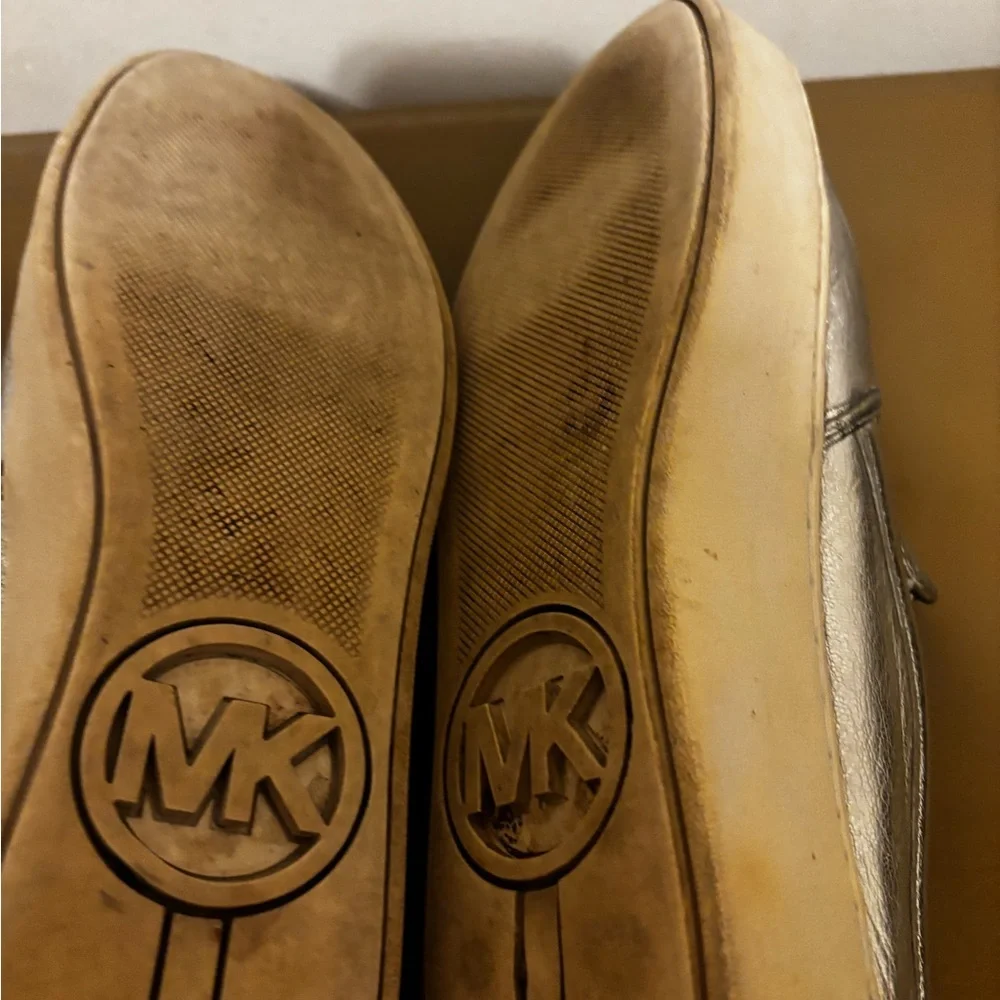 Michael Kors Silver Slip-On Shoes with Black Star Accents